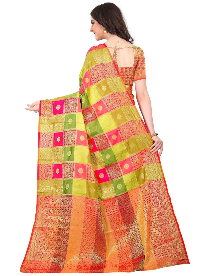 jacquard kanjivaram saree with blouse - 17558156 - Zoom Image - 2
