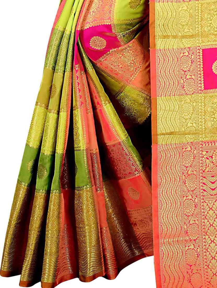 jacquard kanjivaram saree with blouse - 17558156 - Zoom Image - 3