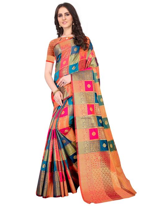 jacquard kanjivaram saree with blouse - 17558157 - Standard Image - 1