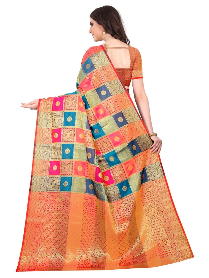 jacquard kanjivaram saree with blouse - 17558157 - Zoom Image - 2