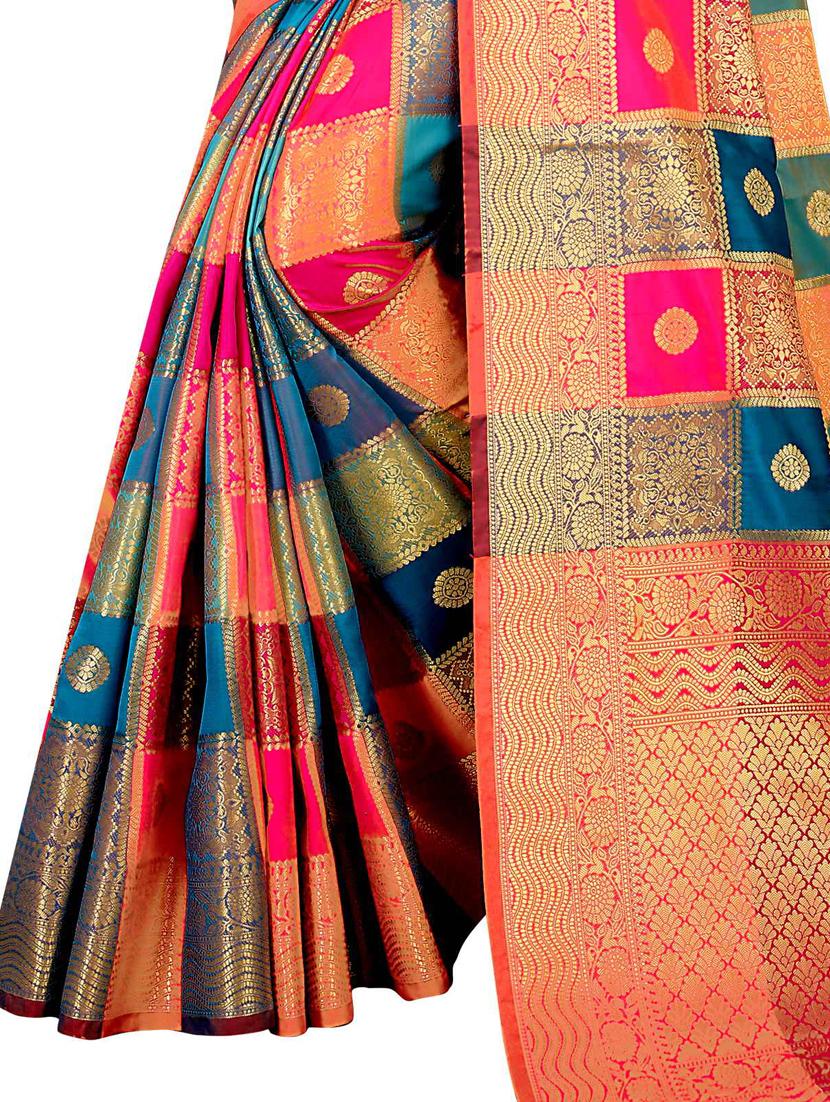 jacquard kanjivaram saree with blouse - 17558157 - Zoom Image - 3