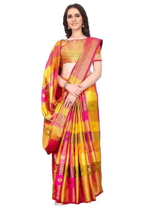 jacquard kanjivaram saree with blouse - 17558158 - Standard Image - 1