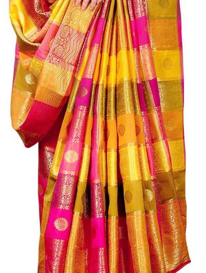 jacquard kanjivaram saree with blouse - 17558158 - Standard Image - 3