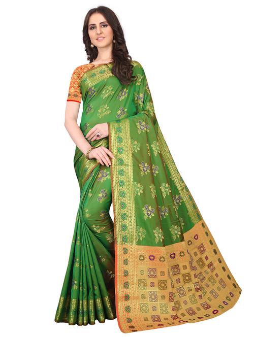 jacquard kanjivaram saree with blouse - 17558159 - Standard Image - 1