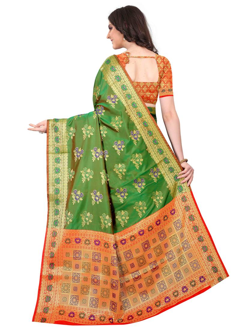 jacquard kanjivaram saree with blouse - 17558159 - Zoom Image - 2