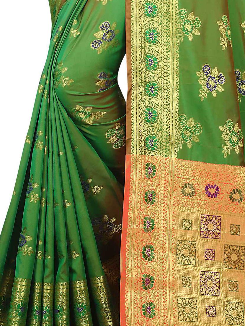 jacquard kanjivaram saree with blouse - 17558159 - Zoom Image - 3