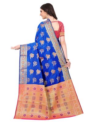 jacquard kanjivaram saree with blouse - 17558160 - Standard Image - 2