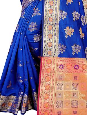 jacquard kanjivaram saree with blouse - 17558160 - Standard Image - 3
