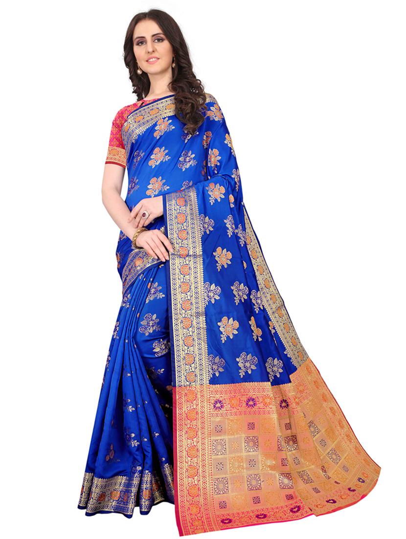 jacquard kanjivaram saree with blouse - 17558160 - Zoom Image - 1