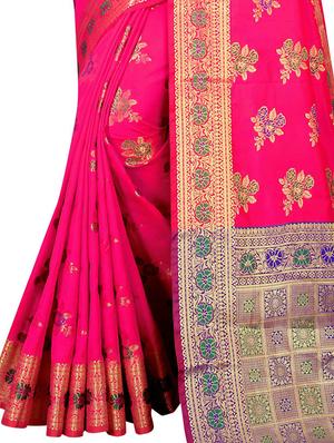 jacquard kanjivaram saree with blouse - 17558161 - Standard Image - 3