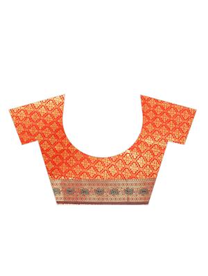 jacquard kanjivaram saree with blouse - 17558162 - Standard Image - 4
