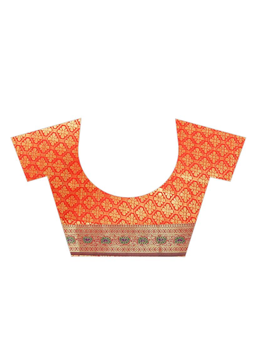 jacquard kanjivaram saree with blouse - 17558162 - Zoom Image - 4