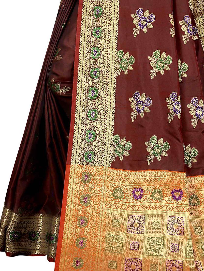 jacquard kanjivaram saree with blouse - 17558163 - Zoom Image - 3