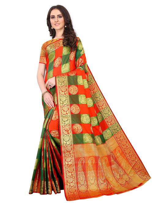 jacquard kanjivaram saree with blouse - 17558165 - Standard Image - 1