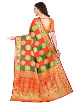 jacquard kanjivaram saree with blouse - 17558165 - Standard Image - 2