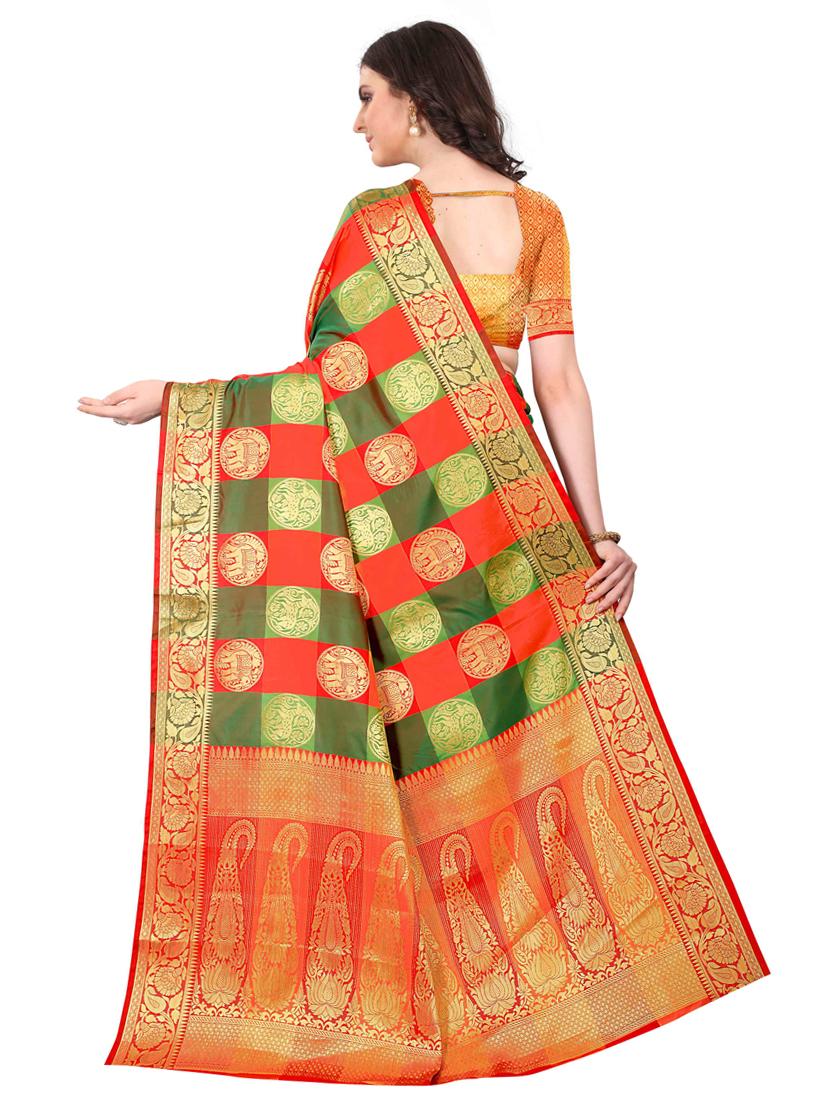 jacquard kanjivaram saree with blouse - 17558165 - Zoom Image - 2