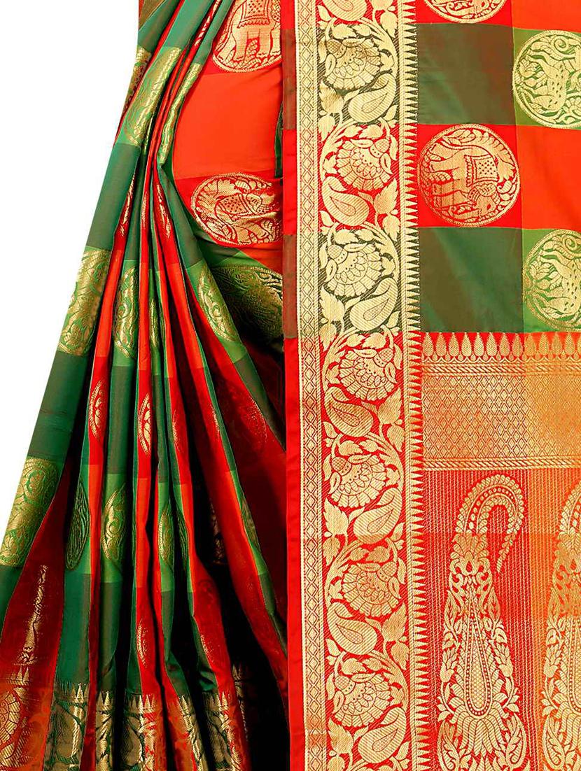jacquard kanjivaram saree with blouse - 17558165 - Zoom Image - 3