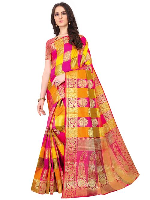jacquard kanjivaram saree with blouse - 17558166 - Standard Image - 1
