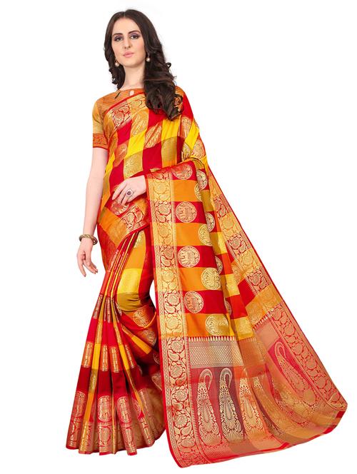 jacquard kanjivaram saree with blouse - 17558167 - Standard Image - 1