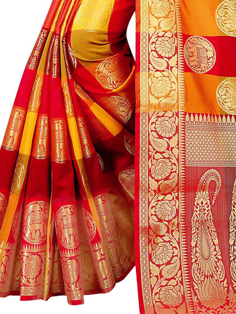 jacquard kanjivaram saree with blouse - 17558167 - Zoom Image - 3
