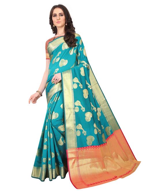 jacquard kanjivaram saree with blouse - 17558168 - Standard Image - 1