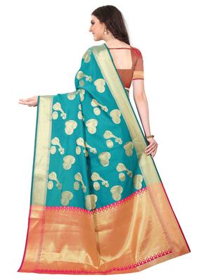 jacquard kanjivaram saree with blouse - 17558168 - Standard Image - 2