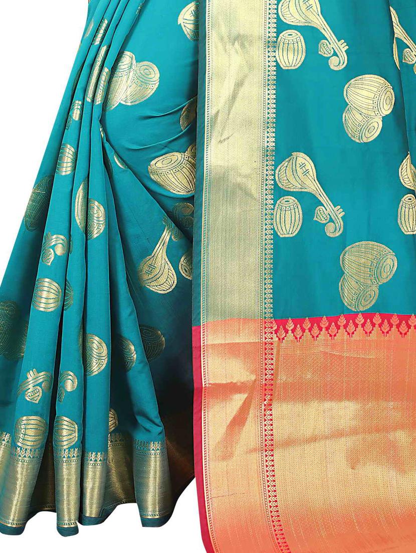 jacquard kanjivaram saree with blouse - 17558168 - Zoom Image - 3