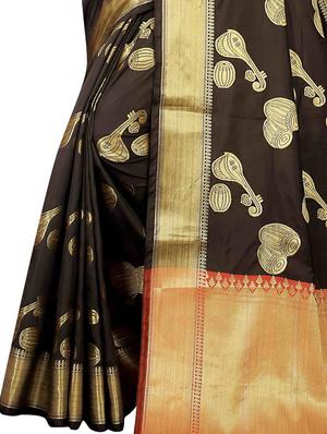 jacquard kanjivaram saree with blouse - 17558169 - Standard Image - 3