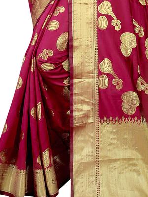 jacquard kanjivaram saree with blouse - 17558171 - Standard Image - 3