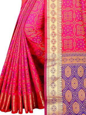 jacquard kanjivaram saree with blouse - 17558172 - Standard Image - 3