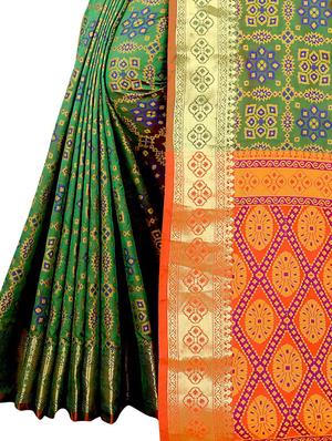 jacquard kanjivaram saree with blouse - 17558173 - Standard Image - 3