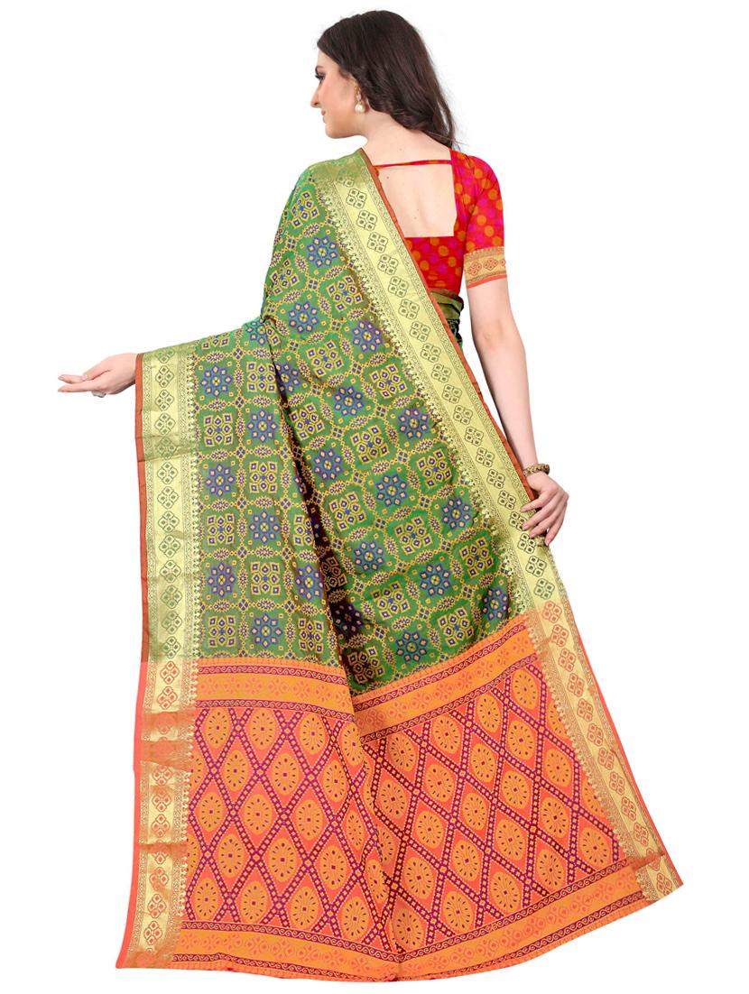 jacquard kanjivaram saree with blouse - 17558173 - Zoom Image - 2