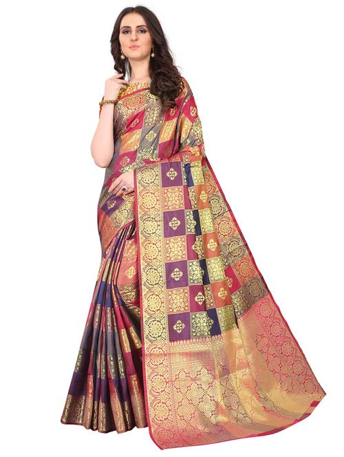 jacquard kanjivaram saree with blouse - 17558176 - Standard Image - 1