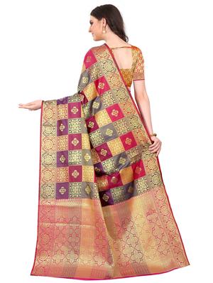 jacquard kanjivaram saree with blouse - 17558176 - Standard Image - 2
