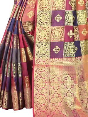 jacquard kanjivaram saree with blouse - 17558176 - Standard Image - 3