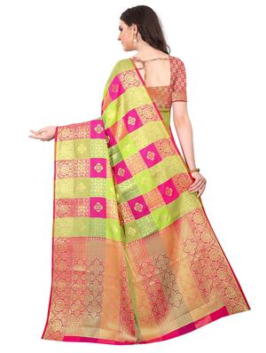 jacquard kanjivaram saree with blouse - 17558178 - Standard Image - 2