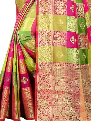 jacquard kanjivaram saree with blouse - 17558178 - Standard Image - 3