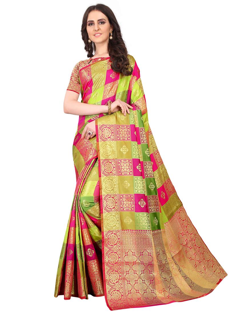 jacquard kanjivaram saree with blouse - 17558178 - Zoom Image - 1