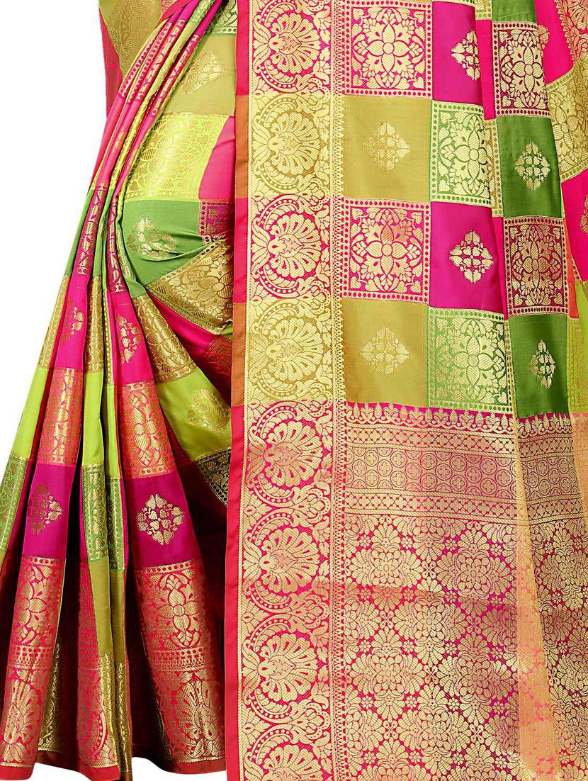 jacquard kanjivaram saree with blouse - 17558178 - Zoom Image - 3