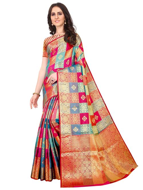 jacquard kanjivaram saree with blouse - 17558179 - Standard Image - 1