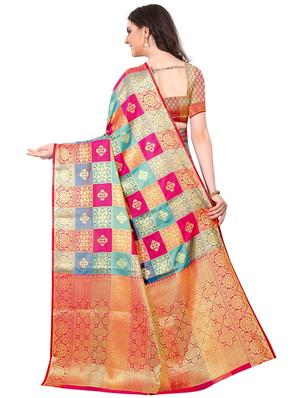 jacquard kanjivaram saree with blouse - 17558179 - Standard Image - 2