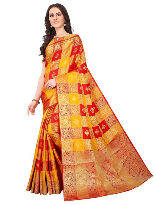 jacquard kanjivaram saree with blouse - 17558180 - Standard Image - 1