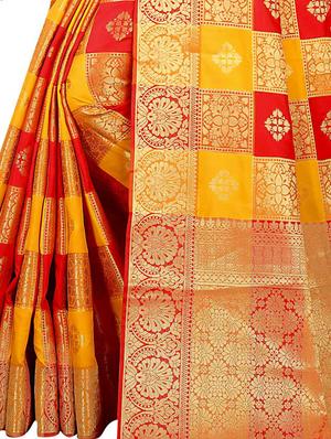 jacquard kanjivaram saree with blouse - 17558180 - Standard Image - 3