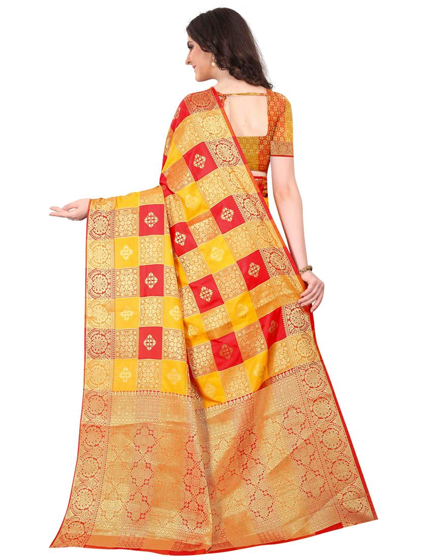 jacquard kanjivaram saree with blouse - 17558180 - Zoom Image - 2