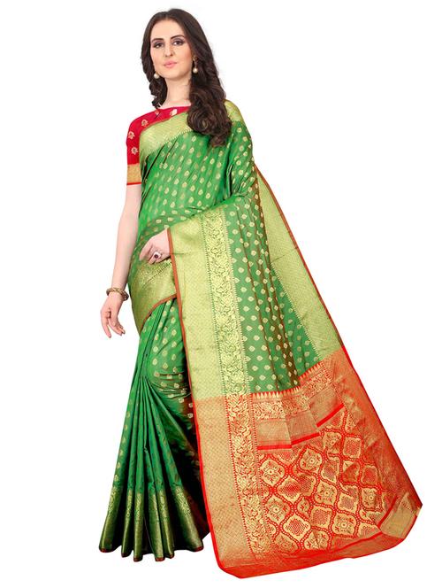 jacquard kanjivaram saree with blouse - 17558181 - Standard Image - 1