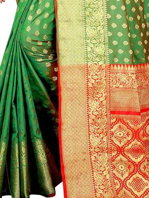 jacquard kanjivaram saree with blouse - 17558181 - Standard Image - 3