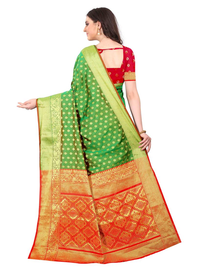jacquard kanjivaram saree with blouse - 17558181 - Zoom Image - 2