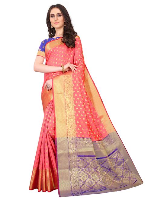 jacquard kanjivaram saree with blouse - 17558182 - Standard Image - 1