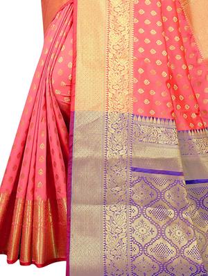 jacquard kanjivaram saree with blouse - 17558182 - Standard Image - 3
