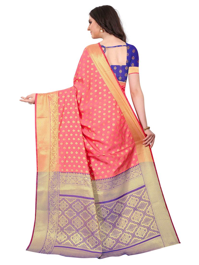 jacquard kanjivaram saree with blouse - 17558182 - Zoom Image - 2